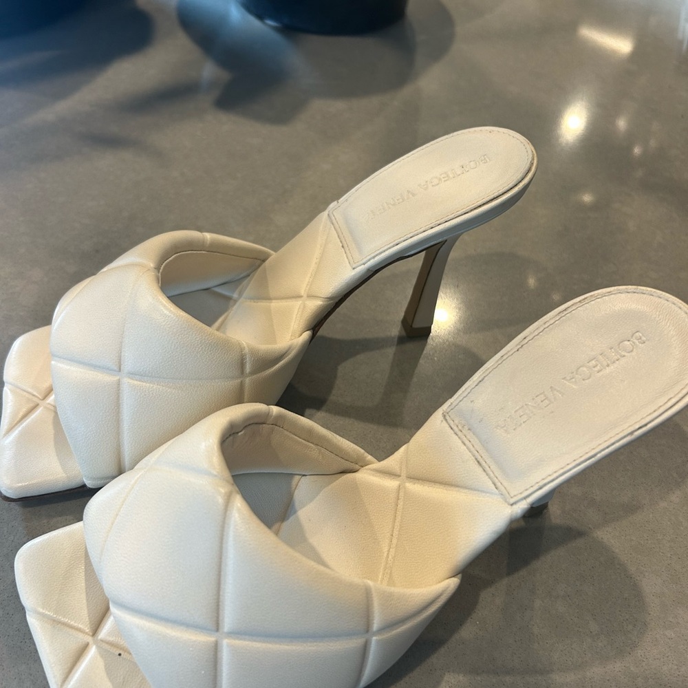 Bottega Veneta Cream Quilted Heels